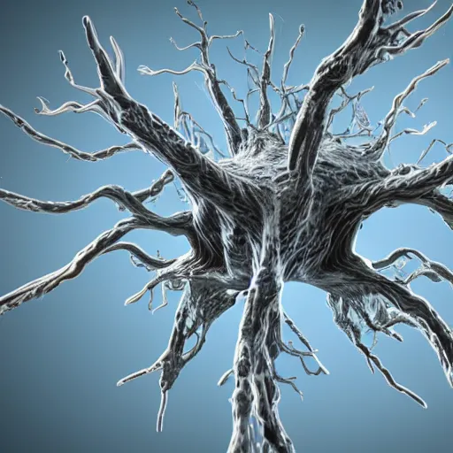 Image similar to army of neuron dendritic monster, t - pose, hyperrealistic, hyperdetailed, vray, 5 5 mm