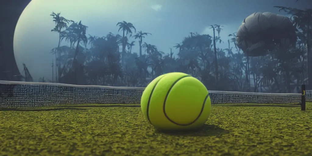 Prompt: a cinematic poster photo of 8 k ultra realistic monster tennis balls, tennis ball monsters, alien exotic, cinematic lighting, trending on artstation, 4 k, hyperrealistic, focused, high details, unreal engine 5, cinematic, alien planet atmosphere in background, 3 d render by beeple