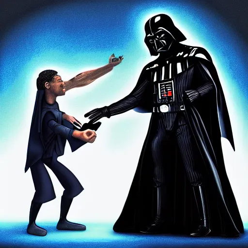 Prompt: the dark Lord dancing with darth vader, Digital art