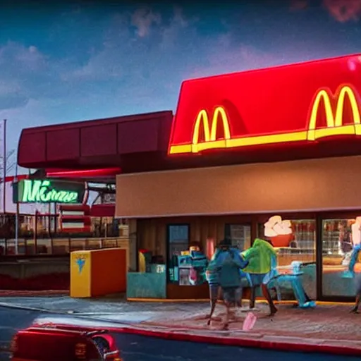 Prompt: Mcdonalds in the upside down from stranger things