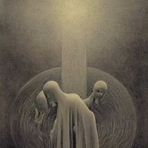 Prompt: a foreboding omen of terrible things to come, dark, moody, ominous, by zdzisław beksinski, by hieronymus bosch