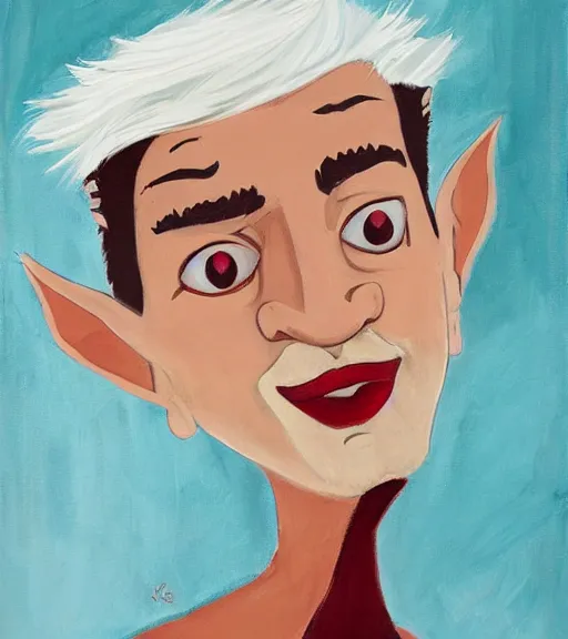 Prompt: a portrait of a tanned elf with white hair dressed like aladdin, by kwanchai moriya