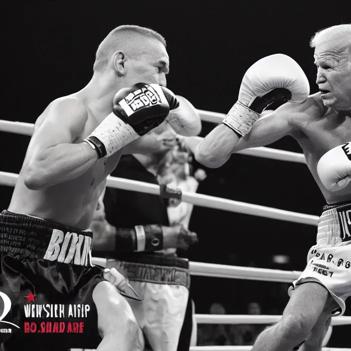 Image similar to boxing match of joe biden and donald trump, b & w detailed sharp photo