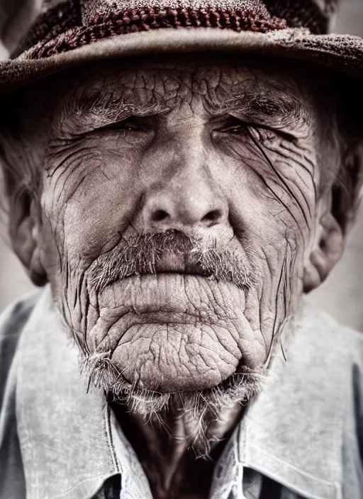 Image similar to closeup portrait of desperate dan (cowboy), old lady, zeiss lens, detailed, symmetrical, centered, fashion photoshoot, by Annie Leibovitz and Steve McCurry, David Lazar, Jimmy Nelsson, Breathtaking, 8k resolution, extremely detailed, beautiful, establishing shot, artistic, hyperrealistic, beautiful face, octane render