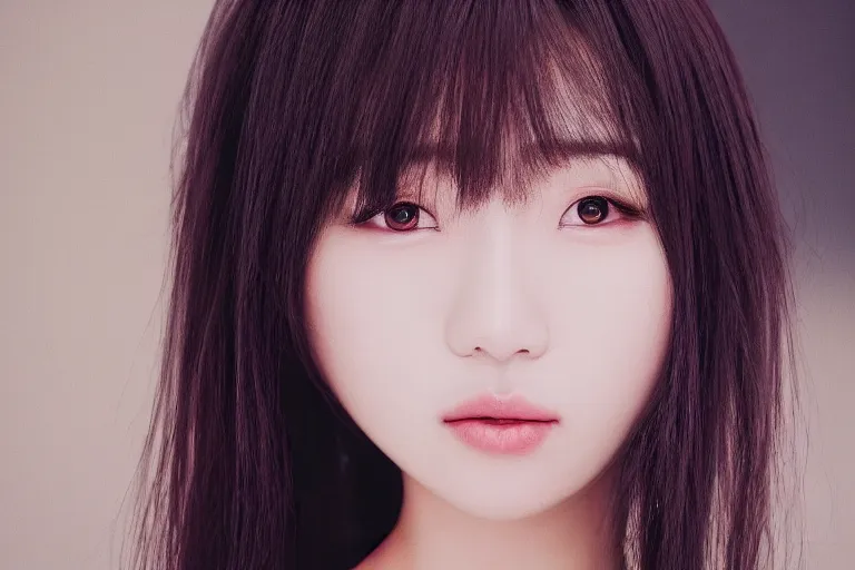 Image similar to studio photo portrait of korean idol girl, photorealistic, 50mm