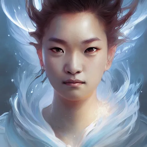 Image similar to An Asian wind elemental, portrait, highly detailed, digital painting, artstation, concept art, sharp focus, illustration, cinematic lighting, art by artgerm and greg rutkowski and alphonse mucha