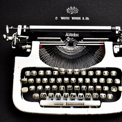 Prompt: an old fashioned typewriter with arms typing on itself