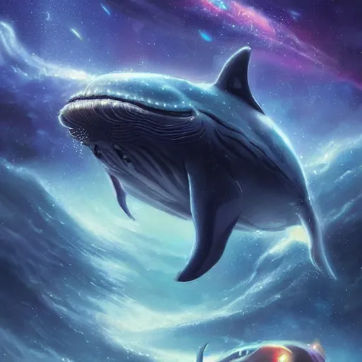 Image similar to space magical whale, galaxy whale, epic fantasy style art, galaxy theme, eyes, eyes, eyes, eyes, by Greg Rutkowski, hearthstone style art, 99% artistic