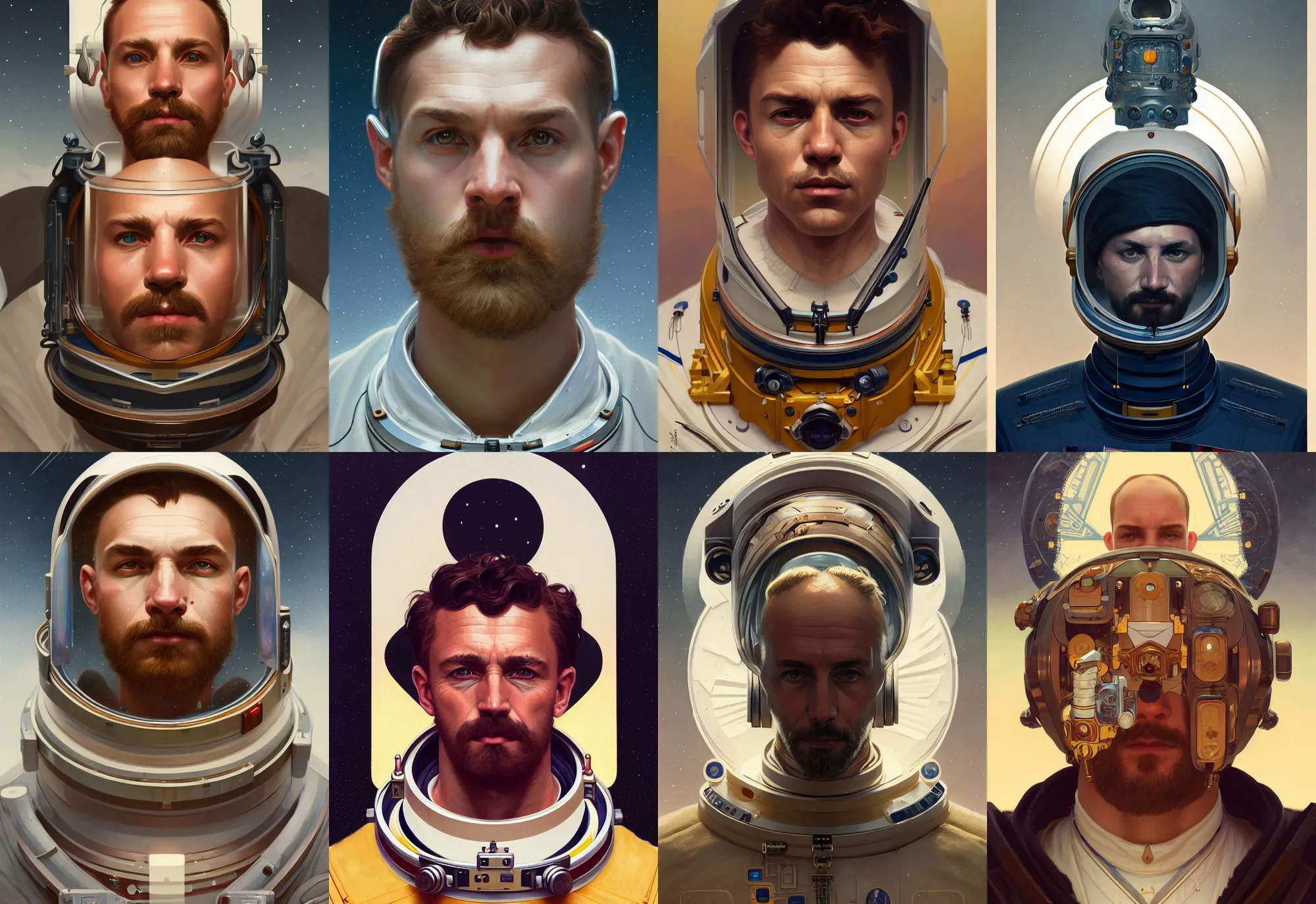 Prompt: symmetry!! portrait of a manly astronaut in midsommar style, intricate, elegant, highly detailed, digital painting, artstation, concept art, smooth, sharp focus, illustration, art by wolp and greg rutkowski and alphonse mucha, 8 k