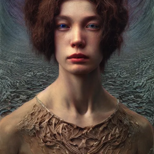 Prompt: Woman masterpiece by Edgar Maxence and Ross Tran, Zdzisław Beksiński, and Michael Whelan, gustav dore, 8k, octane render