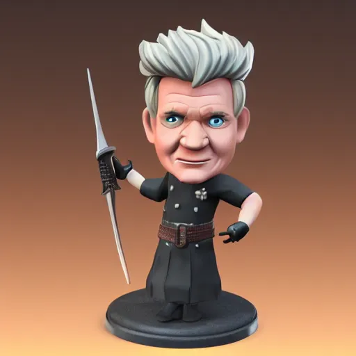 Prompt: plastic miniature dungeons and dragons figurine of gordon ramsay, blender, 8 k, trending on artstation, highly detailed