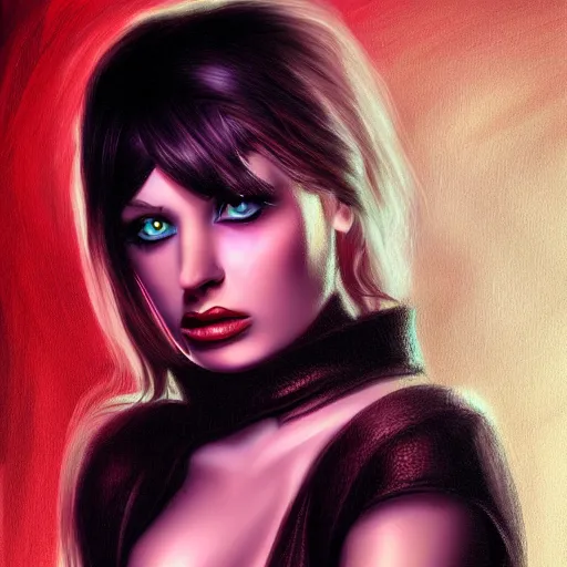 Image similar to portrait of a robert palmer video vixen model, D&D, beautiful, realistic, cinematic lighting, fantasy digital painting