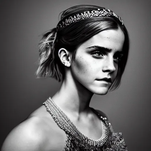 Image similar to Emma Watson as a Greek Goddess, Sony a7R IV, symmetric balance, polarizing filter, Photolab, Lightroom, 4K, Dolby Vision, Photography Award