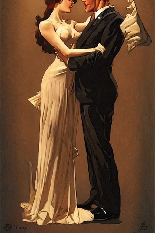 Prompt: man and woman by jc leyendecker!!!!!!