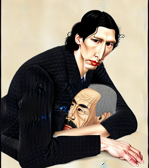 Image similar to portrait of adam driver by norman rockwell and ikenaga yasunari and ayana otake and ko rakusui