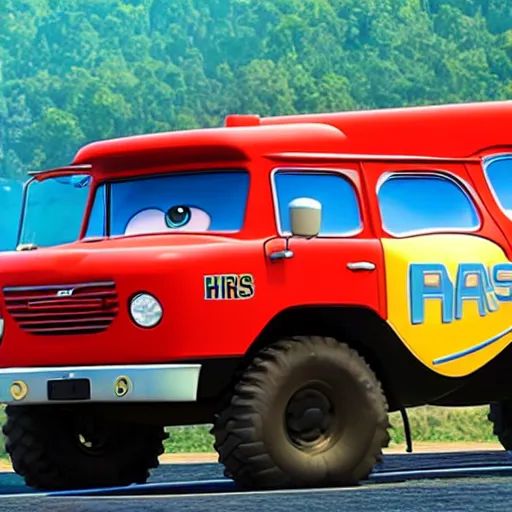 Image similar to HIMARS in Cars Pixar movie