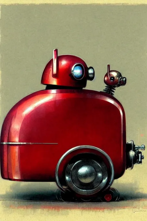 Image similar to ( ( ( ( ( 1 9 5 0 s retro future android robot fat robot dog wagon. muted colors., ) ) ) ) ) by jean - baptiste monge,!!!!!!!!!!!!!!!!!!!!!!!!! chrome red