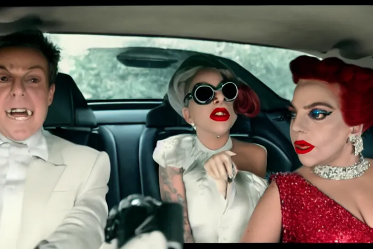 Image similar to lady gaga and judy garland in carpool karaoke, lady gaga, judy garland, red weapon 8 k s 3 5, cooke anamorphic / i lenses, highly detailed, cinematic lighting