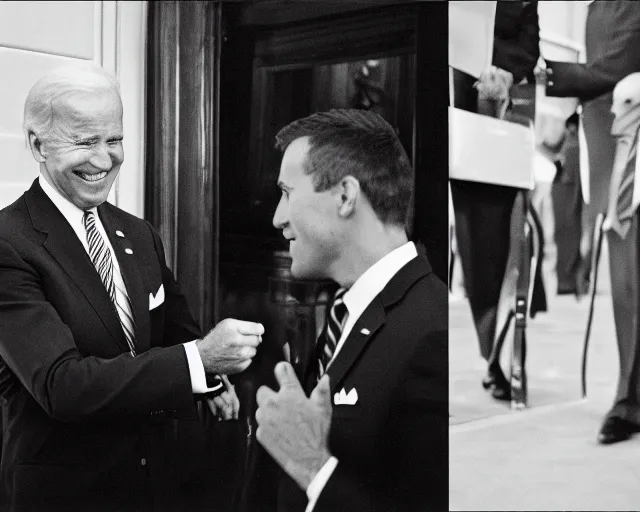 Image similar to president joe biden face to face with president joe biden, nikon 3 5 mm, photograph