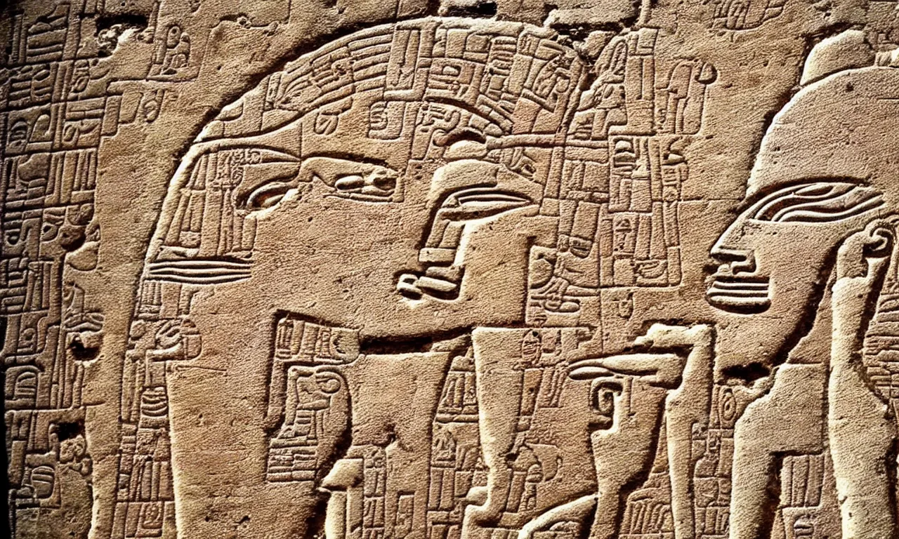 Prompt: ancient hieroglyphics depicting nicolas cage. dslr photograph, high resolution, intricate details, photorealistic.