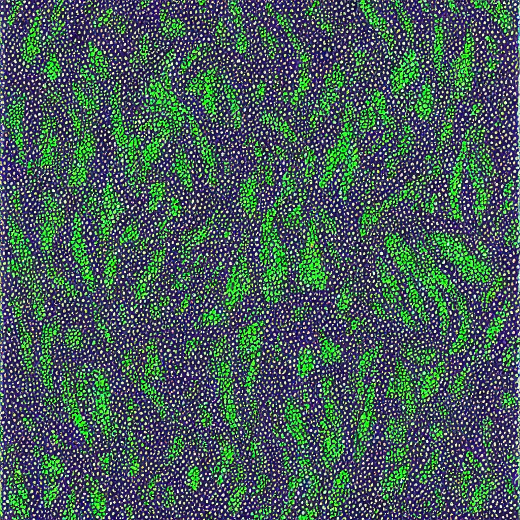 Image similar to camo made of out cannabis, smiling, abstract, maya bloch artwork, do hoang tuong artwork, cryptic, dots, stipple, lines, abstract, geometry, splotch, concrete, color tearing, uranium, acrylic, neon, pitch bending, cannabis plant leaves, faceless people, dark, ominous, eerie, minimal, points, technical, painting