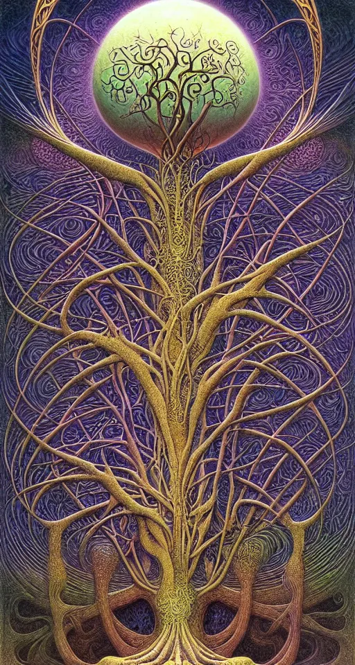 Image similar to tree of life by roger dean and andrew ferez, art forms of nature by ernst haeckel, divine chaos engine, symbolist, visionary, art nouveau, botanical fractal structures, organic, detailed, realistic, surreality