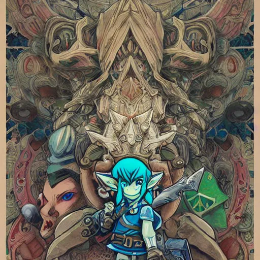 Image similar to the legend of zelda, an ultrafine detailed painting by james jean, octopath traveler, behance contest winner, vanitas, angular, altermodern