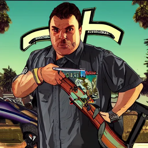 Prompt: Drachenlord, GTA V cover art