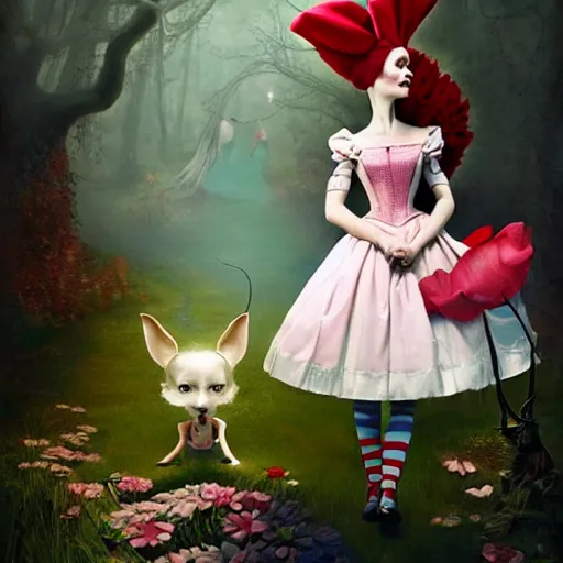 Image similar to alice in wonderland, by ray caesar, trending on artstation hq, deviantart, pinterest, 4 k uhd image