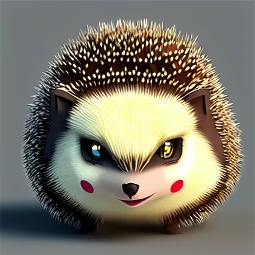 Prompt: A pokemon that looks like A hedgehog without thorns, clothed in a layer of shadows ，Trending on art station. Unreal engine.