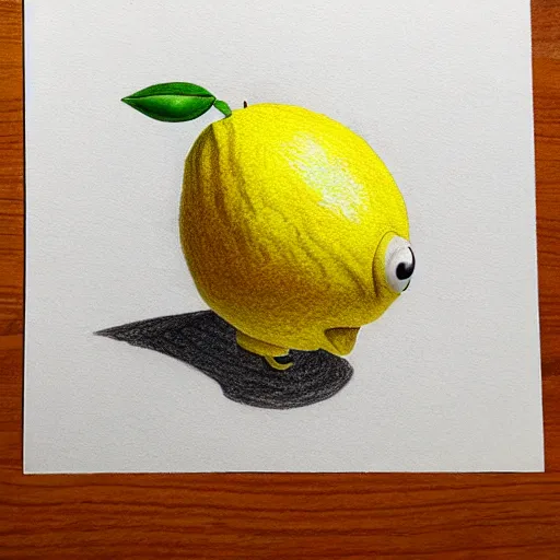 Image similar to trollface lemon, colored pencil sketch, 8 k