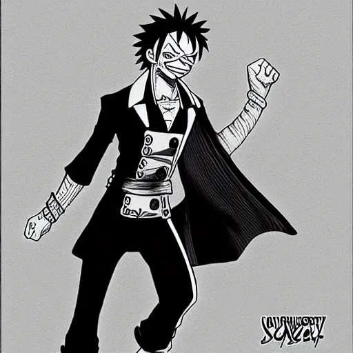 Image similar to robert downey jr as character in one piece manga, sketch design