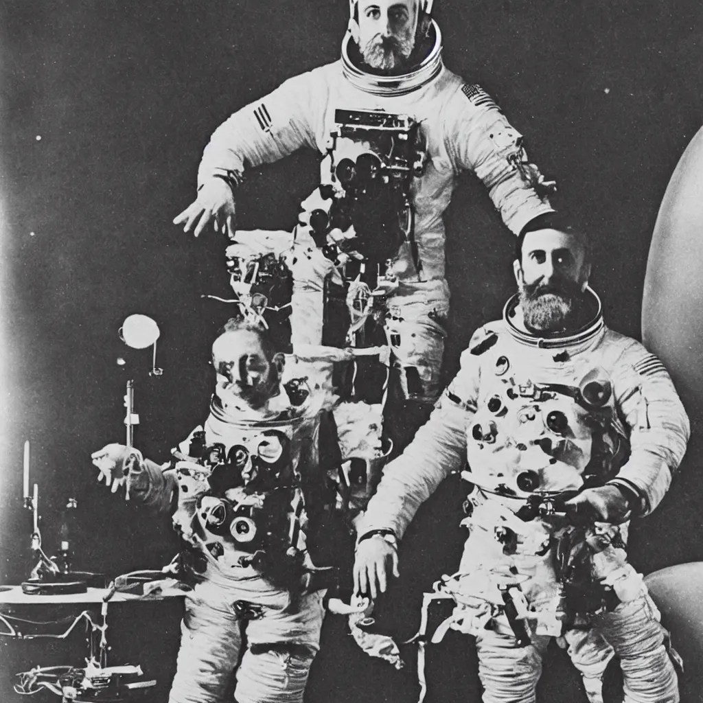 Prompt: Theodor Herzl as an astronaut in space