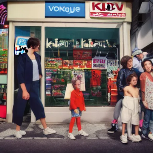 Image similar to 8 k uhd photos of 1 9 8 8 kids watched television ads in front of television store, 8 k uhd details, vogue, candid.