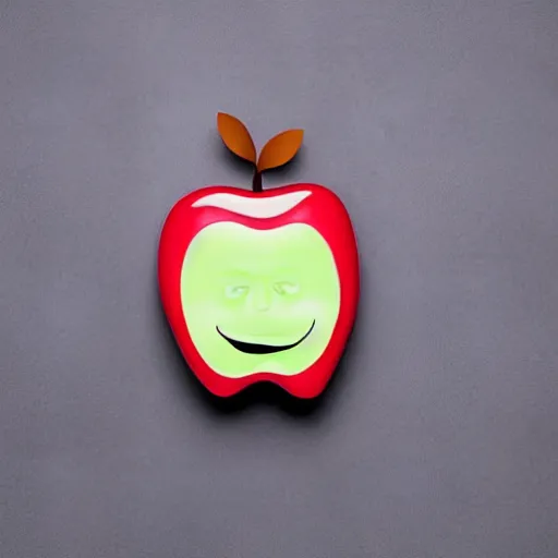 Image similar to an apple with a face looking like tim cook realistic