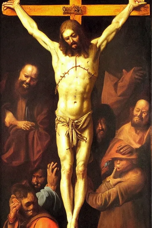 Prompt: “ garfield in the painting ‘ christ crucified ’ by diego velazquez ”