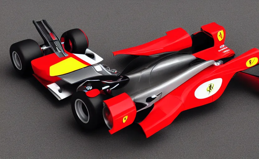 Prompt: retro futuristic ferrari formula 1 car inspired by f 1 2 0 2 1 concept and ferrari 6 4 3, blender, 8 k, artstation, highly detailed, intricate, octane 3 d,