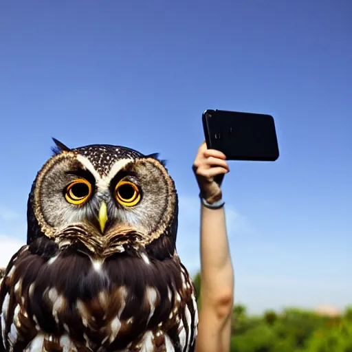 Image similar to an owl taking a selfie