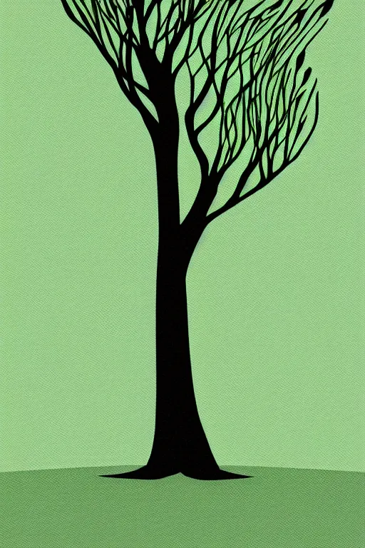 Image similar to minimalist boho style art of a tree with green leaves