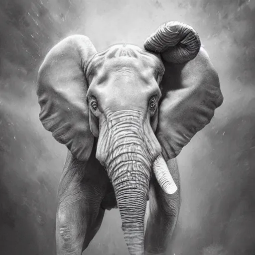 Prompt: a commission of a muscular athropomorphic half human half elephant,digital art,art by greg rutkowski,charles bowater,ross tran,hyperdetailed,detailed face,photorealistic,professional lightimg,dramatic,cool,award winning,2022,victorian