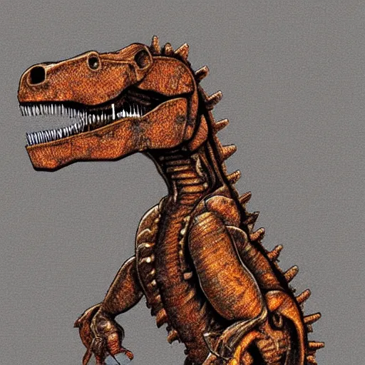 Image similar to anatomy of a t-rex made out of rusty gear, !pencil sketch!, digital art, award-winning