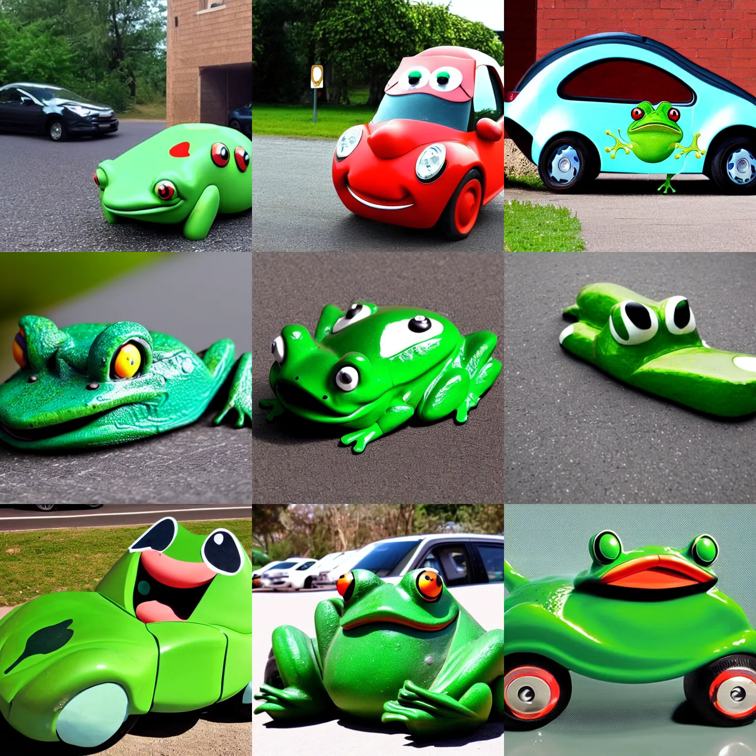 Prompt: Car in the shape of a frog
