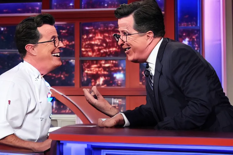 Prompt: stephen colbert doing a chef's kiss