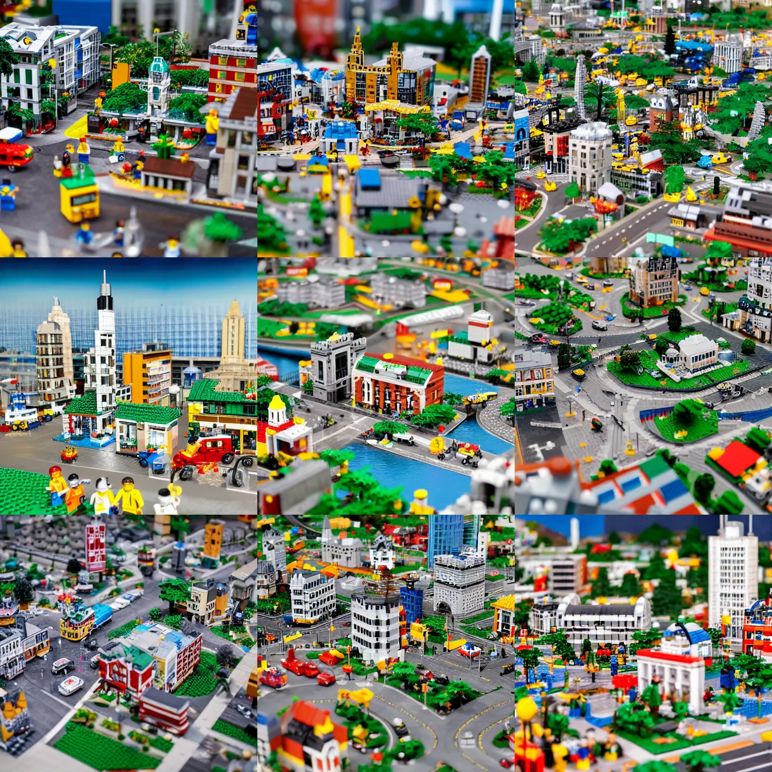 Prompt: of diorama lego town, macro shot