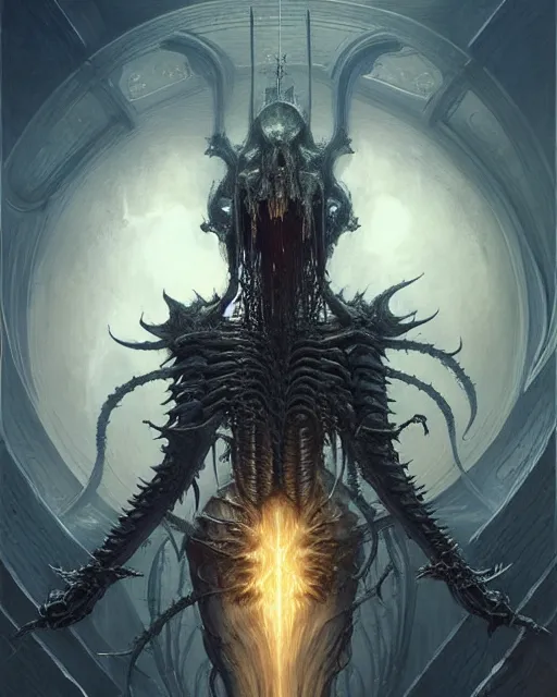 Image similar to The last enemy that shall be destroyed is death, artwork by artgerm, scifi, D&D, extraordinary phenomenon, fantasy, intricately detailed, elegant, digital painting, smooth, sharp focus, art by Greg Rutkowski, art by Ruth Asawa, art by Ted Nasmith, art by H.R. Giger