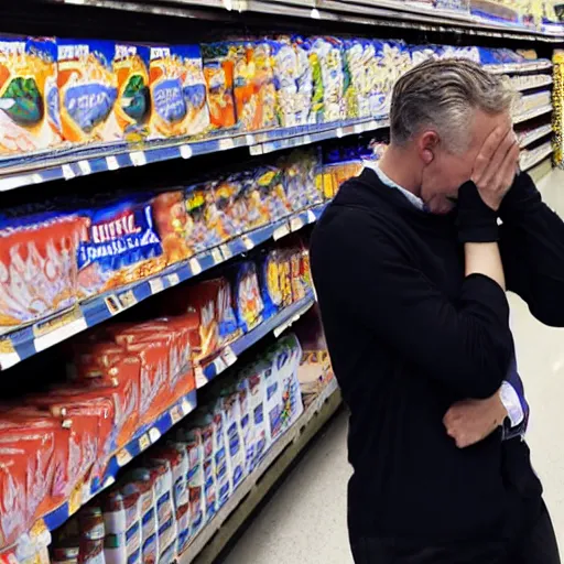 Image similar to jordan peterson crying in walmart