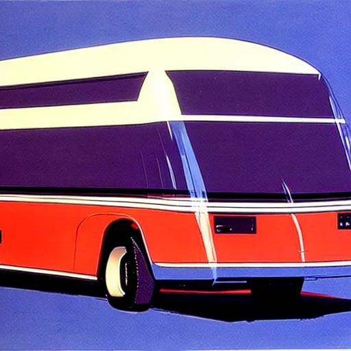 Image similar to concept art for compact bus, painted by syd mead, high quality