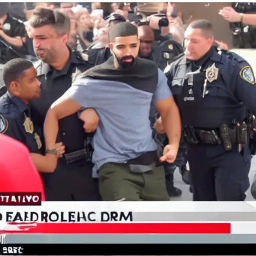 Image similar to drake getting arrested, bad phone recording still