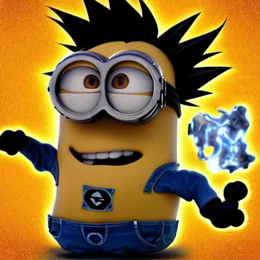 Prompt: minion going super saiyan