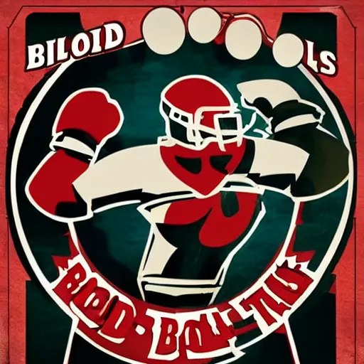 Image similar to stylized poster for blood bowl game, in style of thirties, with slogan play better!